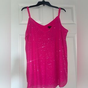 Torrid Strap Hot Pink Sequin Blouse Size 2 (18/20). New with Tags.